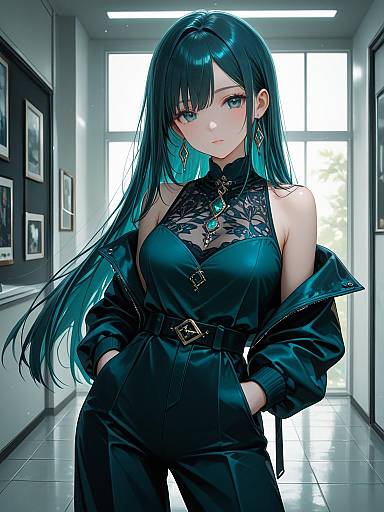 Stylish Woman in Abstract Jumpsuit Portrait