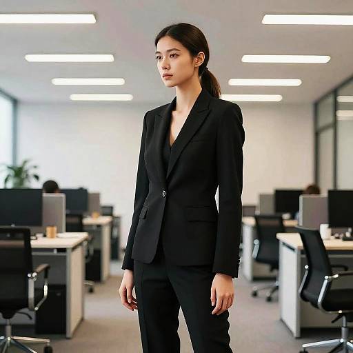 Chic Low Ponytail in Modern Office