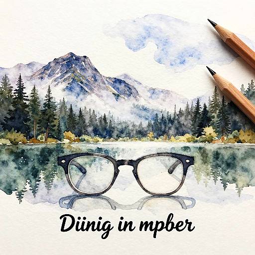 Misty Mountain Lake Watercolor Scene