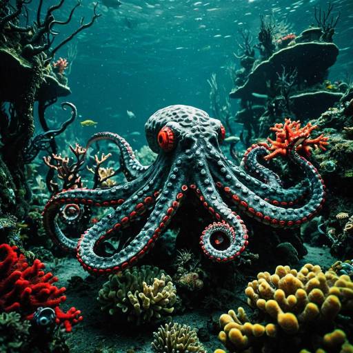 Biomechanical Octopus in Underwater Lagoon