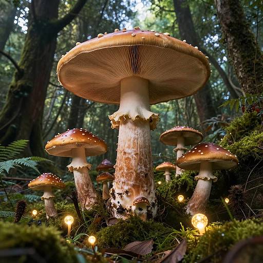 Magical Forest with Giant Mushrooms