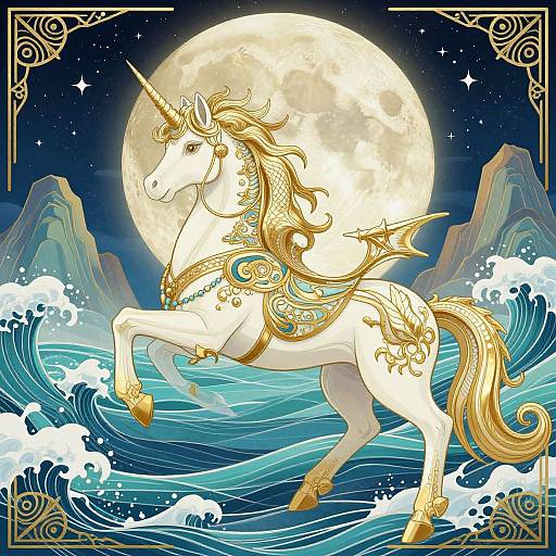 Art Deco Unicorn Dragon Hybrid