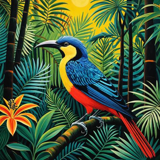 Colorful Tropical Bird in Vibrant Jungle Colorful Tropical Bird in Vibrant Jungle