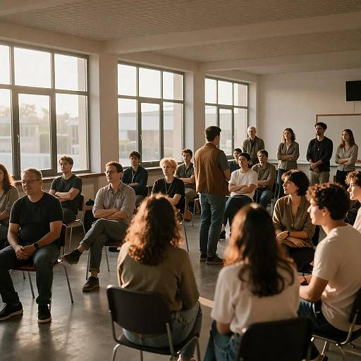 Warm Sunlit Indoor Gathering Scene