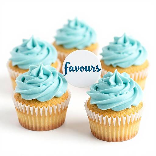 Pale Blue Cupcakes with Logo