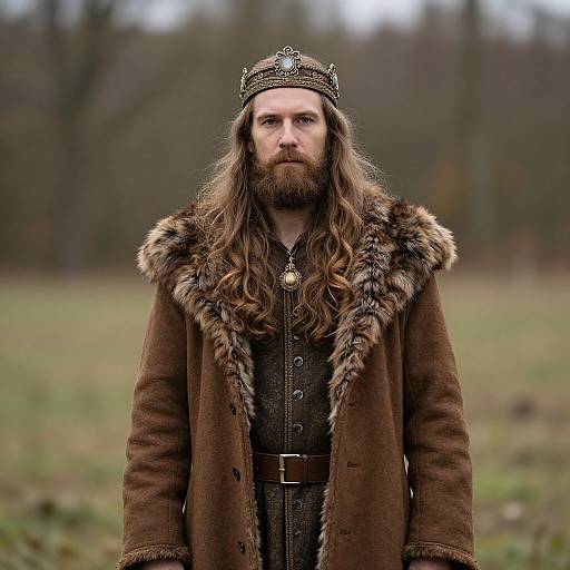 Regal Man in Fur-Collared Coat