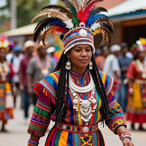 Vibrant Person in Ornate Cultural Outfit