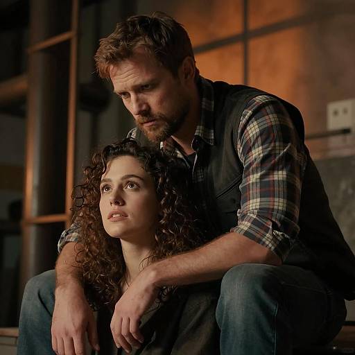 Intimate Moment in an Industrial Glow