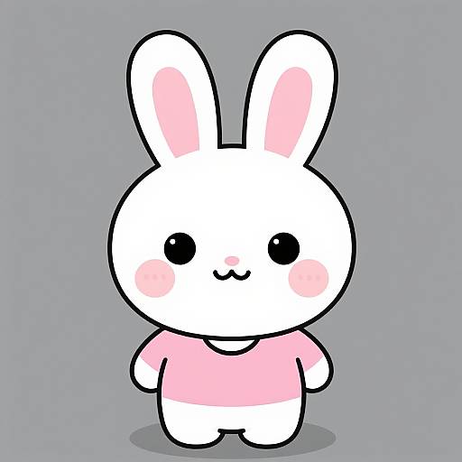 Cute White Bunny Cartoon Illustration