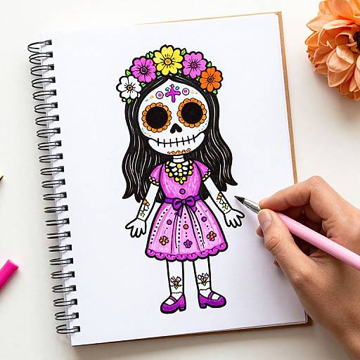 Day of the Dead Girl Coloring Art