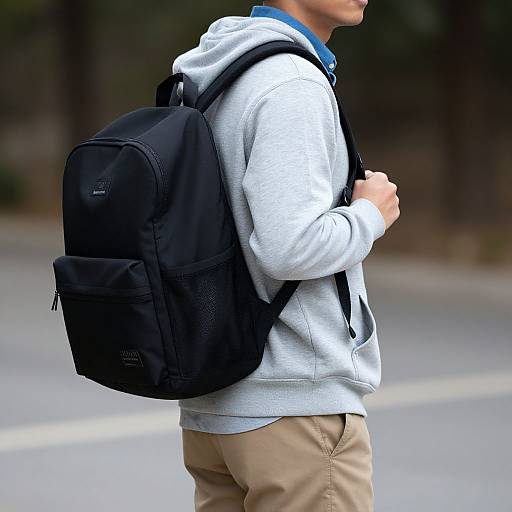 Man in Casual Outfit with Backpack