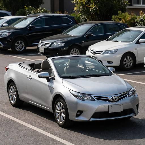 Silver Toyota Convertible in Parking Lot