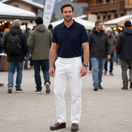 Casual Polished Man in Après-Ski Scene