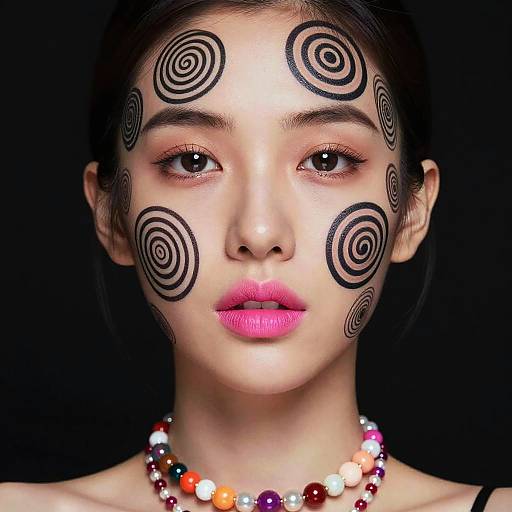 Psychedelic Portrait with Beaded Necklace