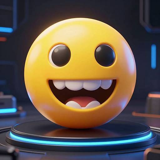 Glowing Playful Smiling Emoji 3D