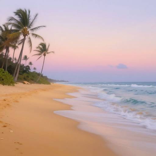 Tranquil Beach Twilight Impressionism