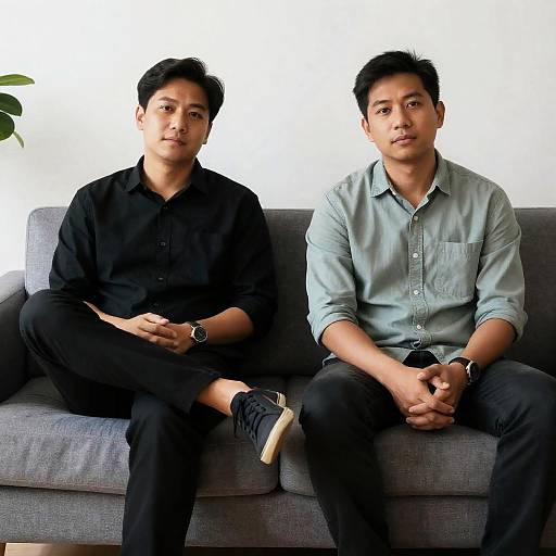 Casual Meeting on a Gray Couch