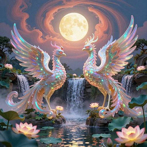 Iridescent Phoenixes in Sunken Garden