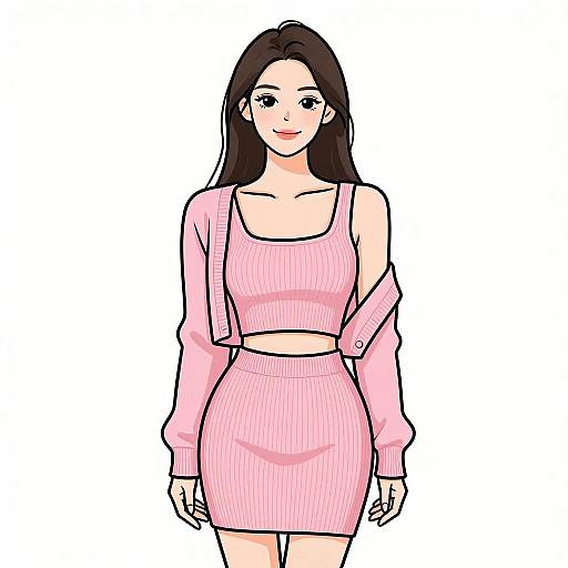 Chic Woman in Pastel Knit Ensemble