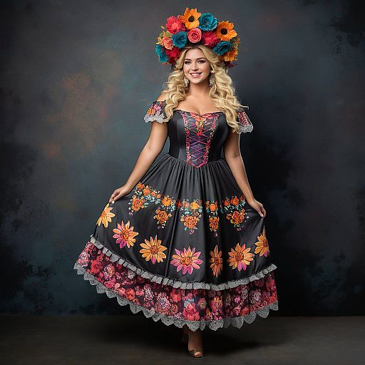 Bohemian Beauty in Floral Catrina Costume