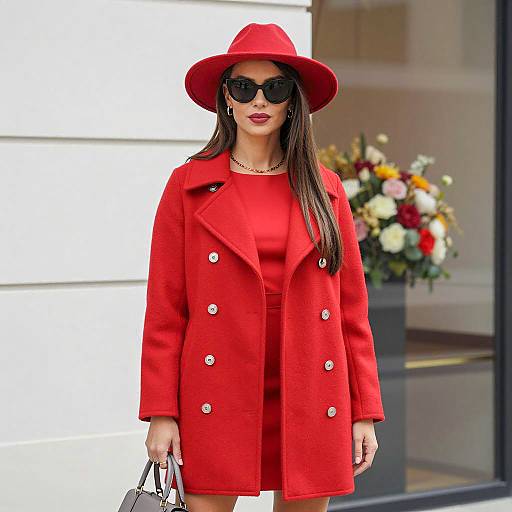 Chic Woman in Red Outfit Photography