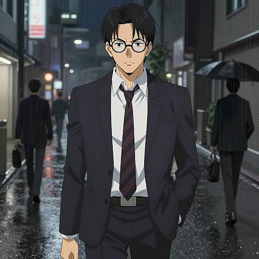 Rainy Night Detective in Urban Landscape