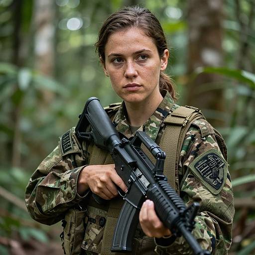 Photorealistic Soldier in Jungle Camouflage