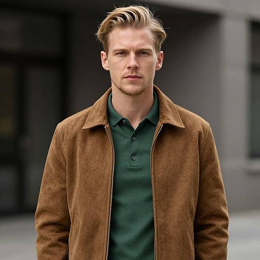 Blonde Man in Brown Jacket
