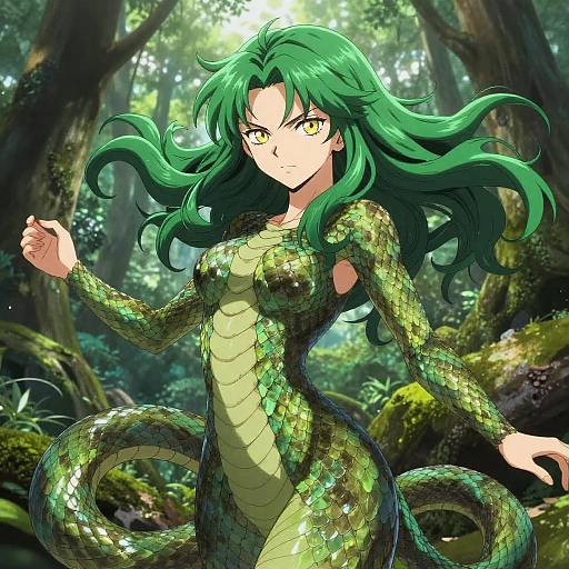Emerald-Haired Snake Girl Anime