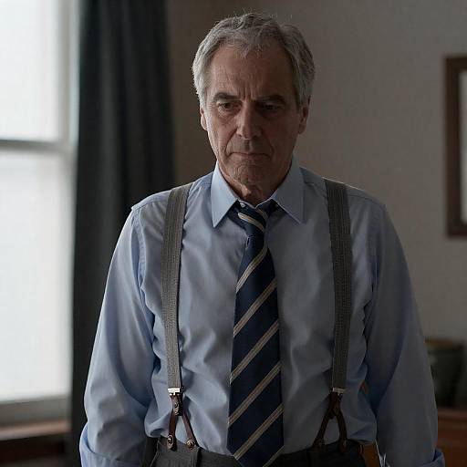 Middle-Aged Man in Dimly Lit Room