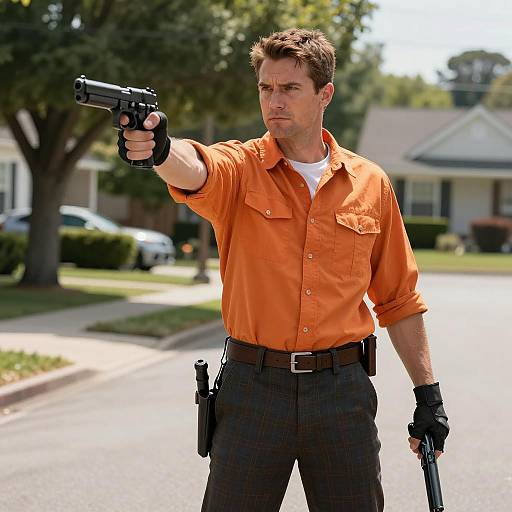 Handsome Man in Homemade Top Gun Costume