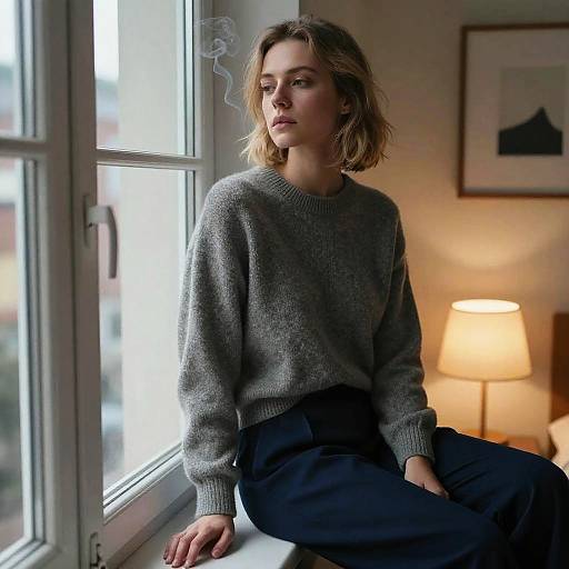 Reflective Woman in Muted Morning Light