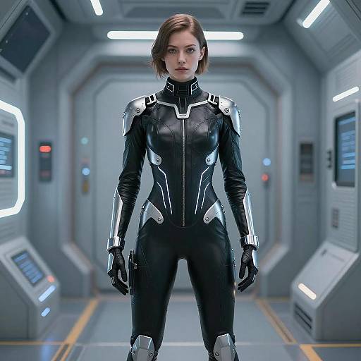 Androgynous Person in Futuristic Cybernetic Suit