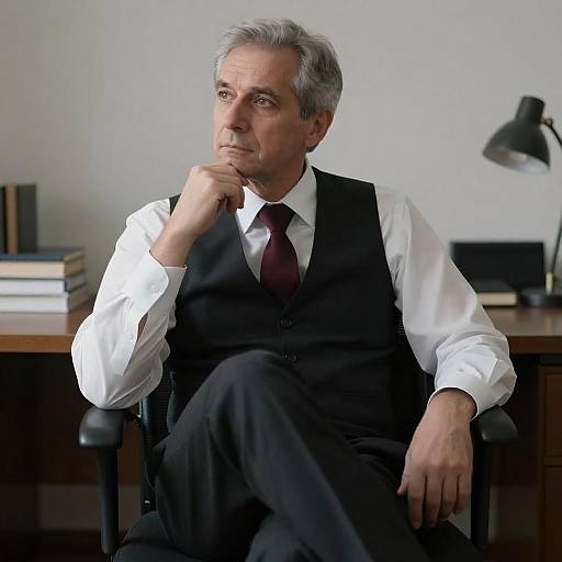 Thoughtful Middle-Aged Man in Office
