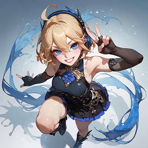 Dynamic Anime Girl at Concert Stage