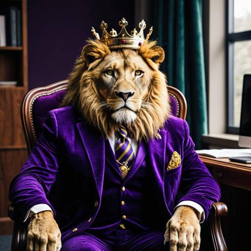 Regal Lion in Purple Velvet Suit