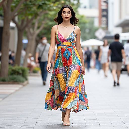 Colorful Sundrop Costume Woman Walking