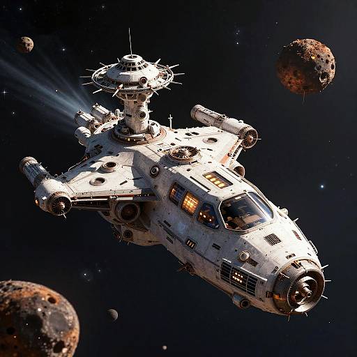 Realistic Explorer Spaceship in Asteroid Field