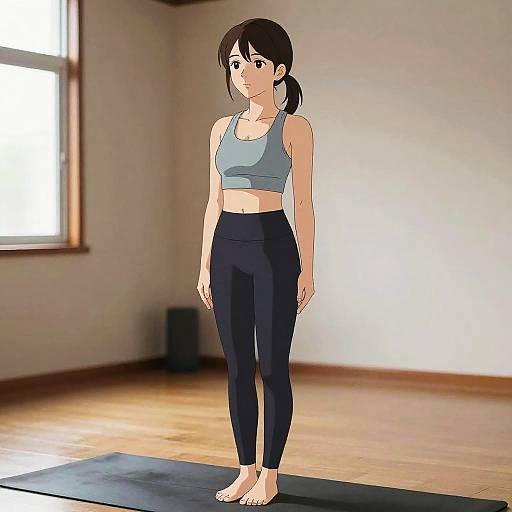 Anime Yoga Instructor in Serene Studio