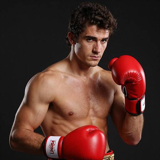 Imposing Boxer in Bold Red Gloves