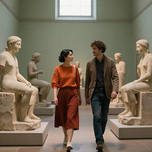 Couple Enjoying Art in Museum Exhibit