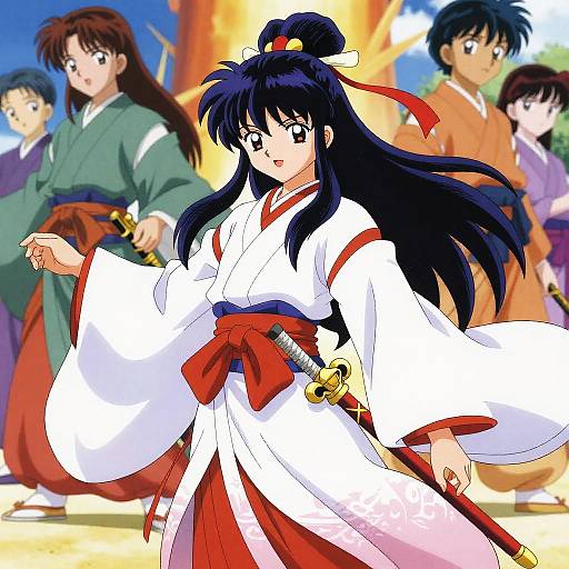 Angelic Samurai with Ornate Topknot Ribbons