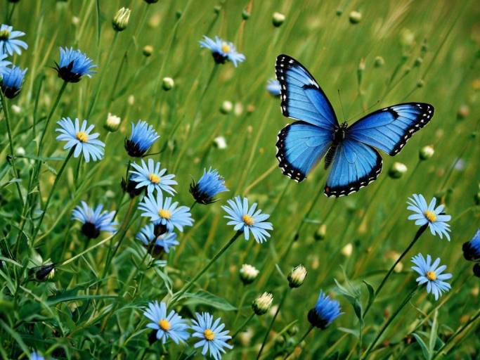 Vibrant Butterfly Over Flower Field