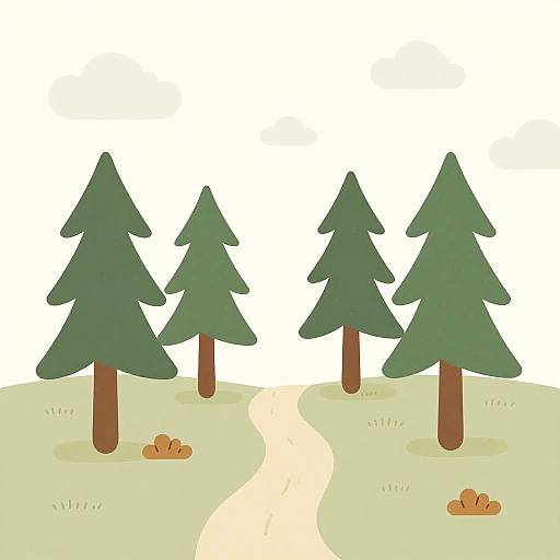Minimalist Calm Pine Forest Edge