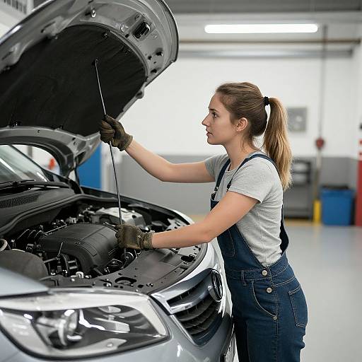 Woman Receiving Car Mechanical Service