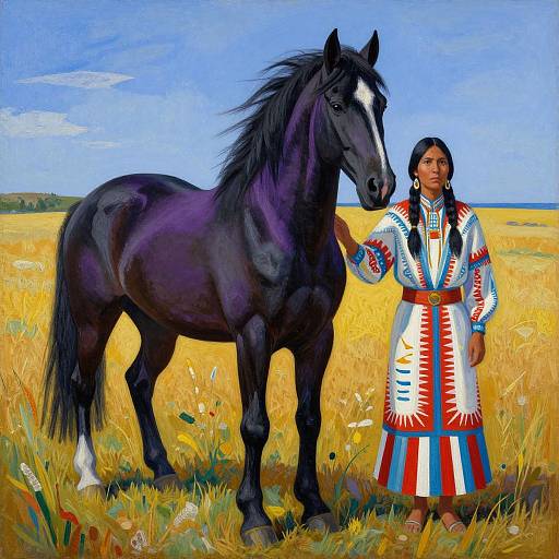 Vibrant Fritz Scholder Horse and Woman