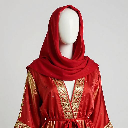 Mannequin in Red and Gold Outfit
