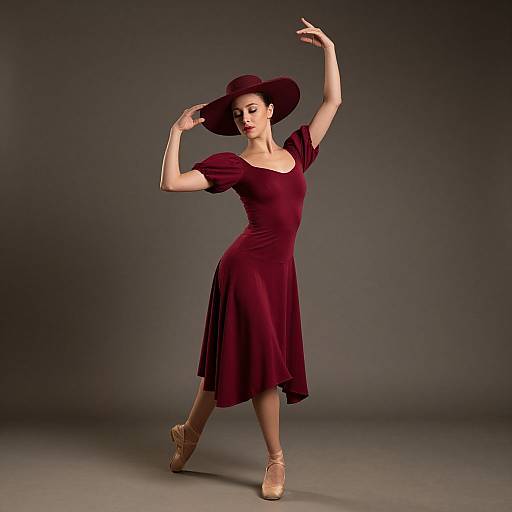 Maroon Lyrical Dance Costume Pose