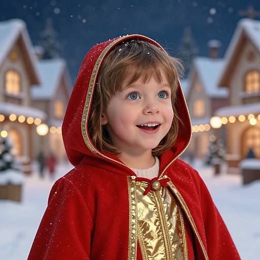 Joyful Child in Festive Winter Costume