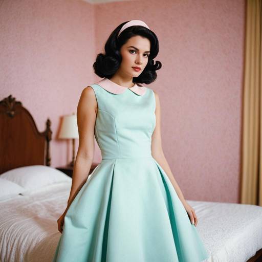 1960s Elegant Woman in Pastel Dress